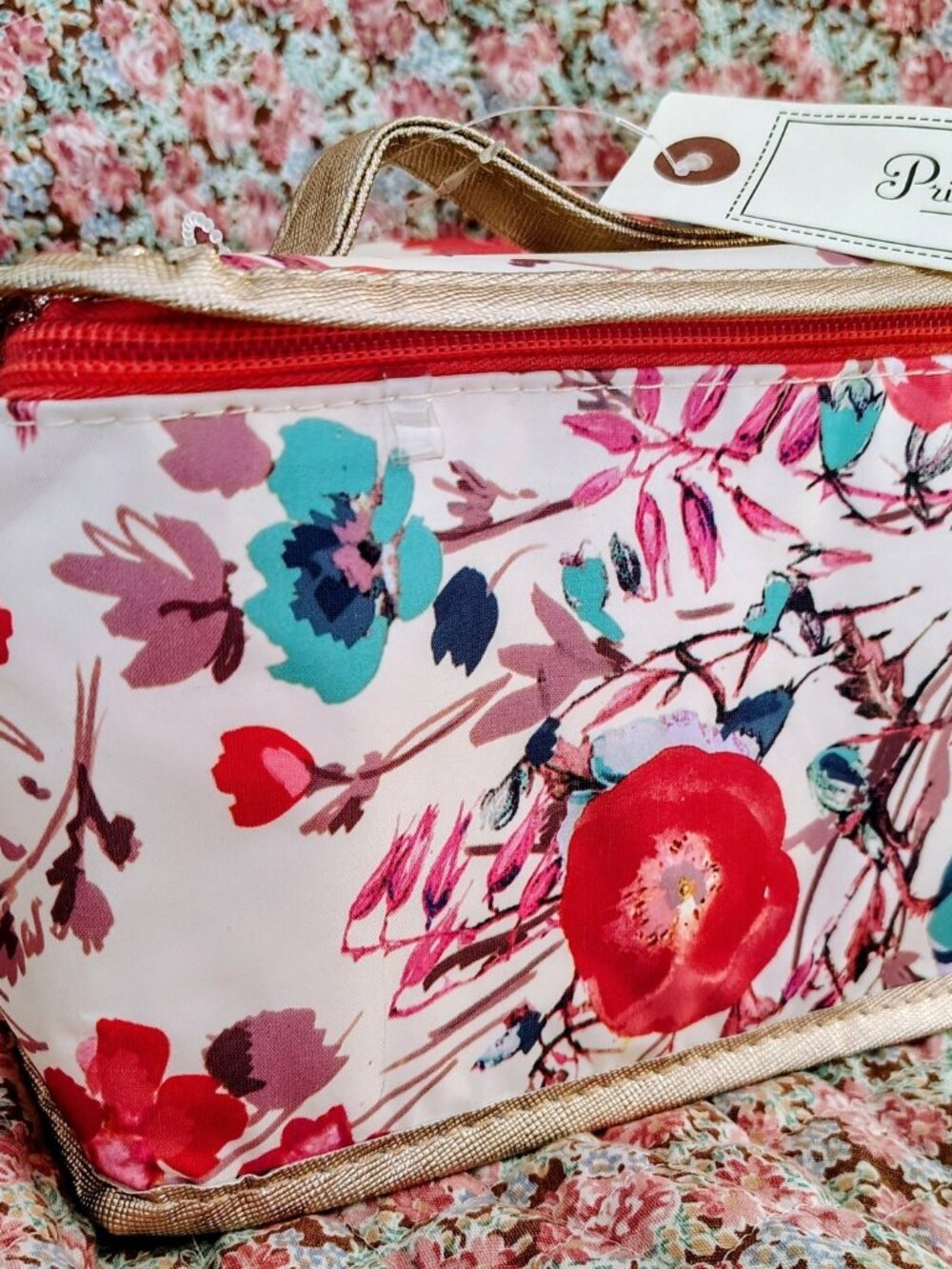 NWT Primrose Hill London Travel Cosmetics Tote Bag w/Handle Flowers/Poppies